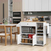 Drop Leaf Kitchen Island Cart Storage Cart on Wheels-Black-White