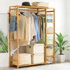 Bamboo Clothes Rail Rack Garment Hanging Stand Open Wardrobe Shelf, 120X30X147CM