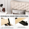 Double Size Bed Frame Wooden Slats Platform Upholstered Button Tufted Headboard