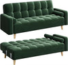 Modern Velvet 3-Seater Sofa Bed Futon Click Clack Couch for living room