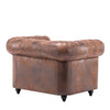 CHESTERFIELD Sofa Armchair Club Large Chair Button in Antique Brown FAUX LEATHER