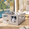 Indoor Tempered Glass Dog Playpen Pet Whelping Pen Box Protective Ledge Inside