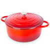 Non Stick Cast Iron Oven Proof Cooking Pot w/ Lid 6.9L Red , - from Nuovva
