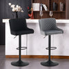 2Pcs Bar Stool Velvet Padded Swivel Gas Lift Breakfast Chair With Metal Base
