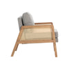 Wooden Frame Upholstered Fabric Rattan Armrest Reading Armchair Accent Chair