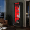 Modern Display Cabinet High Gloss RGB LED Black Cupboard Tall Storage Sideboard