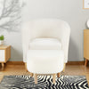 White Sherpa Accent Arm Chair Upholstered Single Sofa + Ottoman for Living Room