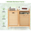 Freestanding Pull-out Laundry Cabinet with 2 Removable Bins-Natural
