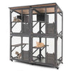182 cm Tall Large Wooden Cat House Outdoor Catio Kitten Enclosure-Grey