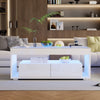 High Gloss Coffee Table Centre Table With LED Light Open Storage Glass Tabletop