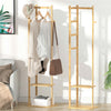 155cm Tall Bamboo Garment Rack Coat Hat Stand with 2 Shelf 3 Hooks Hanger Closet