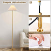 Gold Pole Lamp Living Room Elegant Floor Lamp w/Foot-Operated Switch