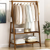 Bamboo Folding Garment Coat Clothes Stand Rack Hat Shoe Hanger Holder Shelf Tidy