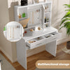 Dressing Table w/ LED Lights Mirror Drawers Adjustable Rack Vanity Makeup Desk i