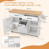 Mobile Kitchen Cart Kitchen Island w/Trash Bag Storage-White