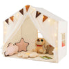 GYMAX Kids Play Tent 3-4 Kids Large Play Tent House w/Screen Curtains-Beige