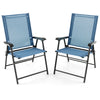 Set of 2 Patio Folding Chairs Portable Sling Back Chairs Outdoor Dining Chairs