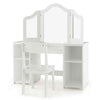 Toddler Vanity Table and Chair Set Princess Makeup Vanity Set-White
