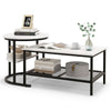 2PCS Modern Nesting Coffee Table 2-in-1 Detachable Table Set w/ Faux Marble Top