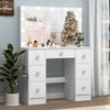 White Dressing Table LED Mirror 7 Drawers Vanity Makeup Desk Set Bedroom Girl
