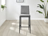 2x Milan Diamond Pattern Faux Leather Grey Bar Stools With Black Legs Set of 2