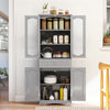 Kitchen Pantry Cabinet 160cm Bathroom Storage Cabinet-Grey