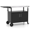 Outdoor BBQ Grill Cart with Stainless Steel Top Foldable Side Table Storage