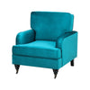Modern Peacock Green Velvet Occasional Armchair Single Accent Chair W/2 Wheels