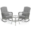 3-Piece Outdoor Rocking Chair Set With Cushions & Pillow-Grey