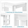 Corner Computer Table Laptop Home Study Wrokstation Desk Storage Shelves White