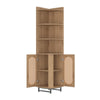 COSTWAY PE Rattan Corner Cabinet 172 cm Tall Corner Bookcase with 2 Doors