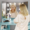 Corner Dressing Table with LED Lights Vanity Makeup Desk with Mirror & 5 Drawers