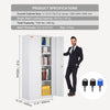 VEVOR Metal Storage Cabinet w/ 3 Keys Adjustable Shelves & Magnetic Door White