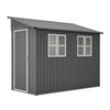 BIRCHTREE 4x8ft Lean To Garden Shed Metal Storage Tool House Pent Roof Grey