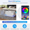 Coffee Table with LED Light, High-Gloss White With Drawer Living Room Furniture