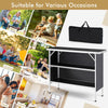 Folding Camping Table Portable Picnic Table 2-Tier Open Shelves-Black