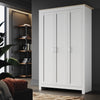 3 Door Matte White Triple Wardrobe with Hanging Rail & Shelves Storage Cupboard