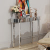 Luxury Glass Crystals Console Table Vanity Desk Mirrored Entryway Side End Table