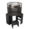 Modern Vanity Set Black Dressing Table Makeup Desk with Mirror 5 Drawers Stool