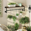 Metal Wooden Coat Rack with 3 Hooks & Shelf Wall Mounted Rack Clothes Hat Hanger