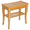 Slatted Natural Bamboo Wood Bathroom Shower Stool Bench Seat Shoe Rack Shelf