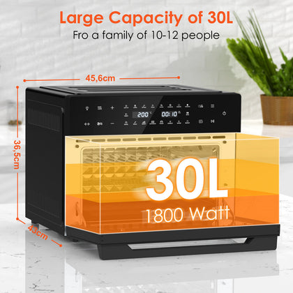 Air Fryer 30L Kitchen Oven Oil Free Low Fat Healthy Dual Heating Frying 1800W