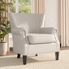 Upholstered Wingback Queen Anne Chair Deep Cushioned Armchair with Nailhead Trim