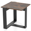End Table Square Side Table with T-Shaped Metal Base Industrial