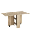 Mobile Wood Folding Dining Table Drop Leaf Rolling Desk with 2 Storage Shelves
