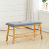 2 Tier Wood Shoe Bench Bamboo Boot Rack Shelf Storage Linen Button Padded Seat