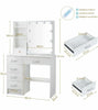 White Dressing Table with LED Lights Mirror Stool Drawers Vanity Makeup Desk Set