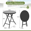 Folding Glass Table Backyard Heavy-Duty Steel Patio Coffee Table-Black