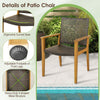 Patio Dining Chairs Set of 4 Outdoor Acacia Wood & PE Wicker Chairs