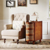 2PCS Solid Wood End Table, 3-Drawer Rattan Side Table, No Assembly Required